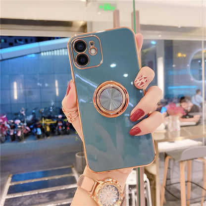 Compatible With Apple, Soft Plating Ring Holder Phone Case
